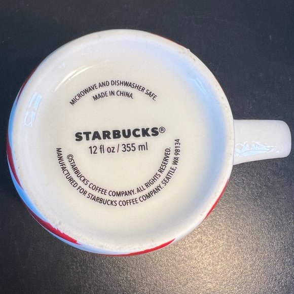 STARBUCKS Peppermint Red & White Striped Logo Coffee Mug - Picture 8 of 9